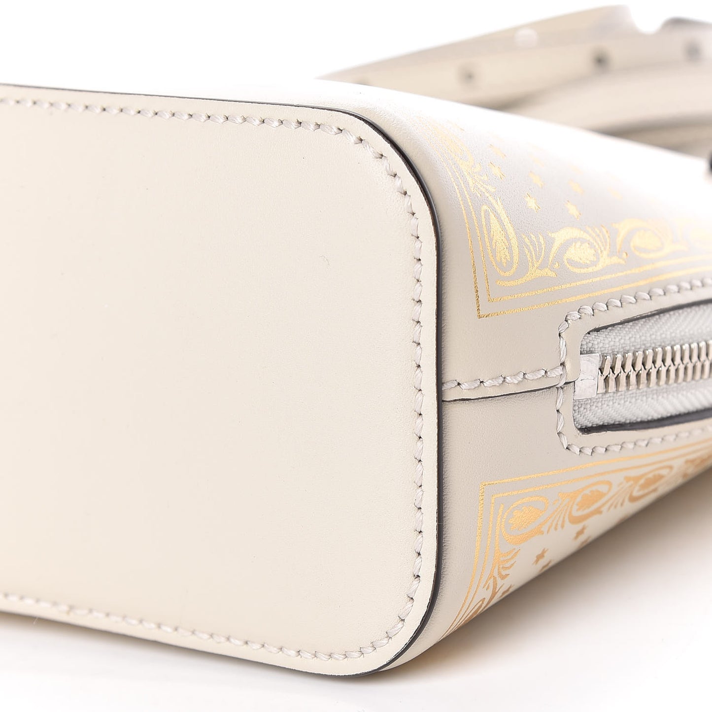 X SEGA Calfskin GUCCY Stars Mini Dome Shoulder Bag Mystic White Gold