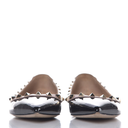 Valentino Garavani Patent Nappa Rockstud Ballerina Flats 37.5 Black Poudre 2 of 11