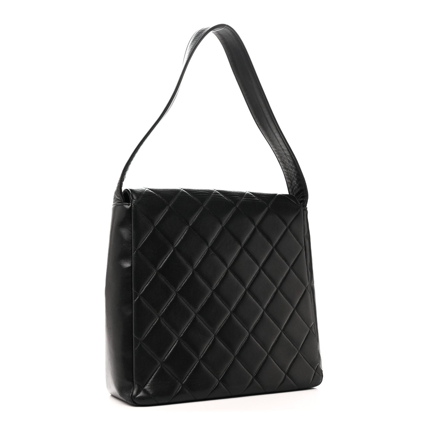 Lambskin Quilted Double Pocket Shoulder Bag Black