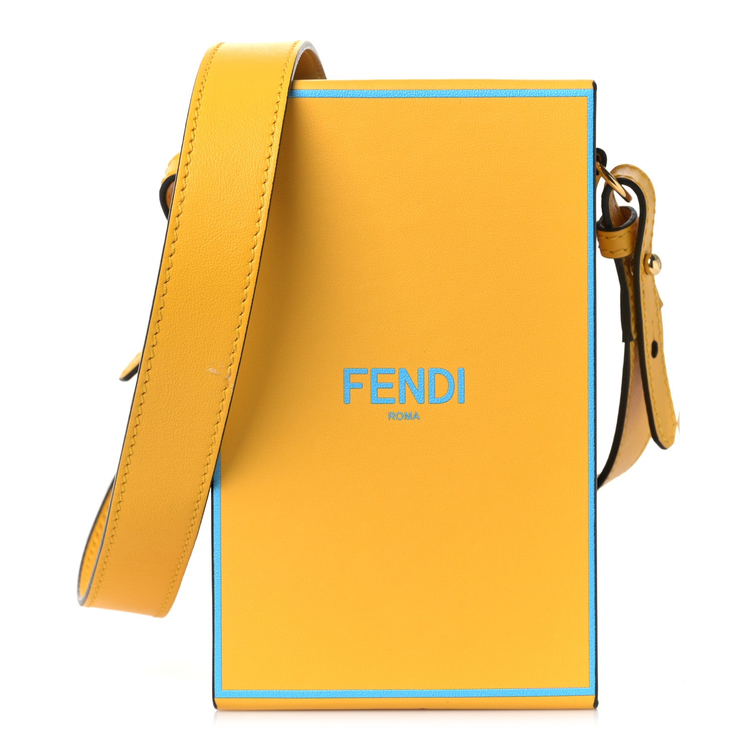 Fendi Vitello Fluffy Logo Vertical Box Mimosa Cyber Blue 1 of 8