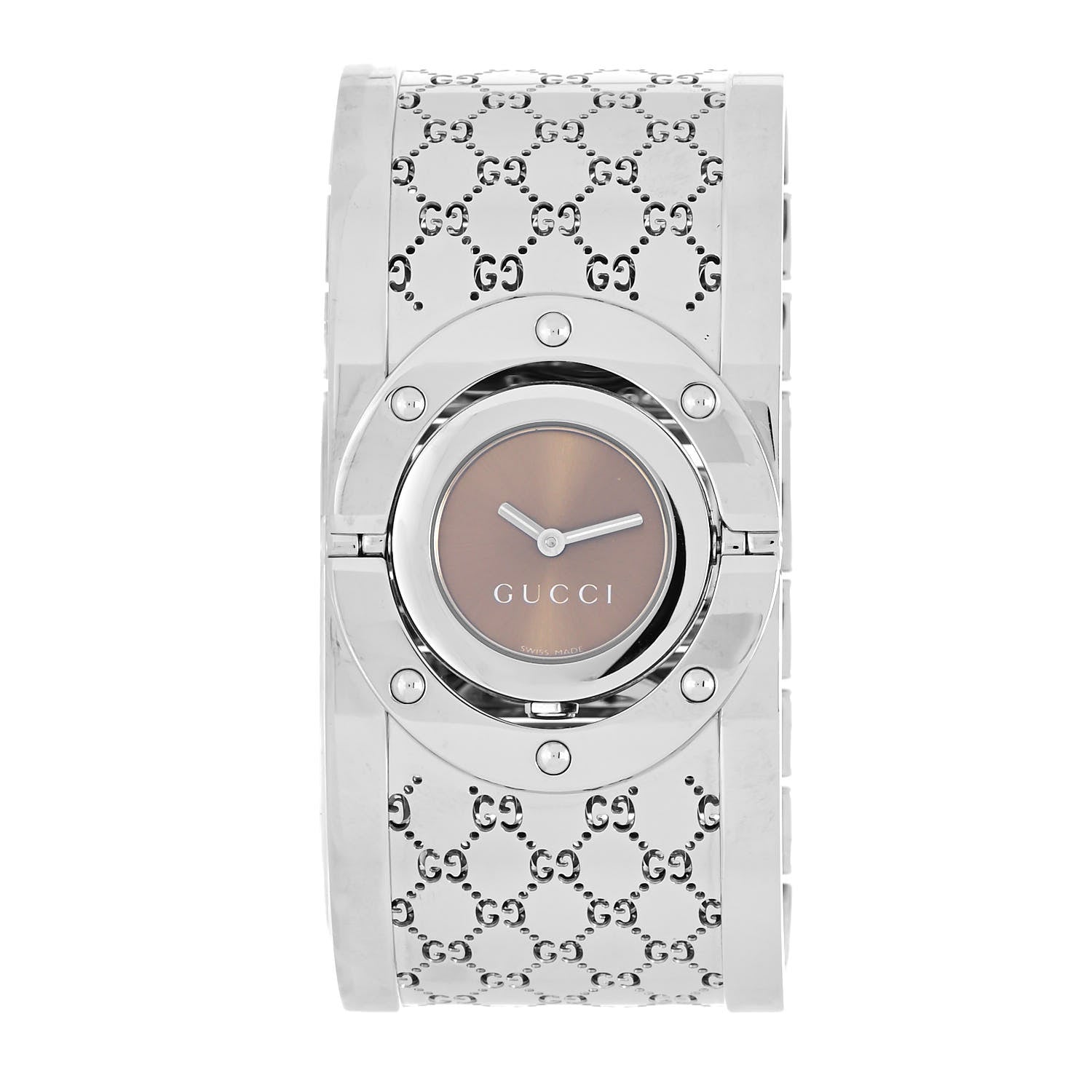 Gucci Stainless Steel 33mm Twirl Quartz Watch Brown 1 of 4