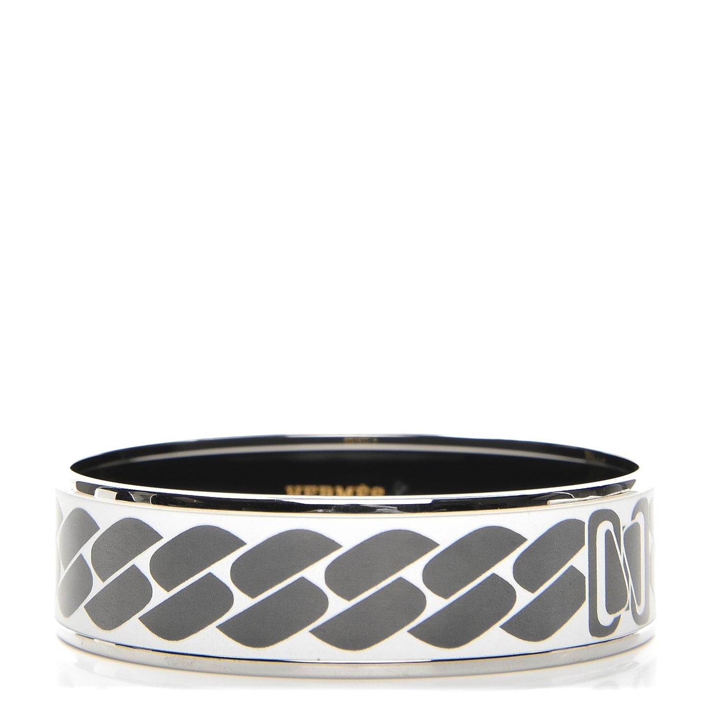 Enamel Printed Wide Clic C'est Noue Bracelet 70 Blanc Platine