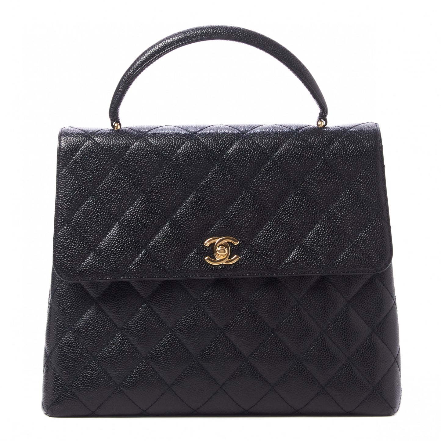 Caviar Quilted Jumbo Kelly Flap Black