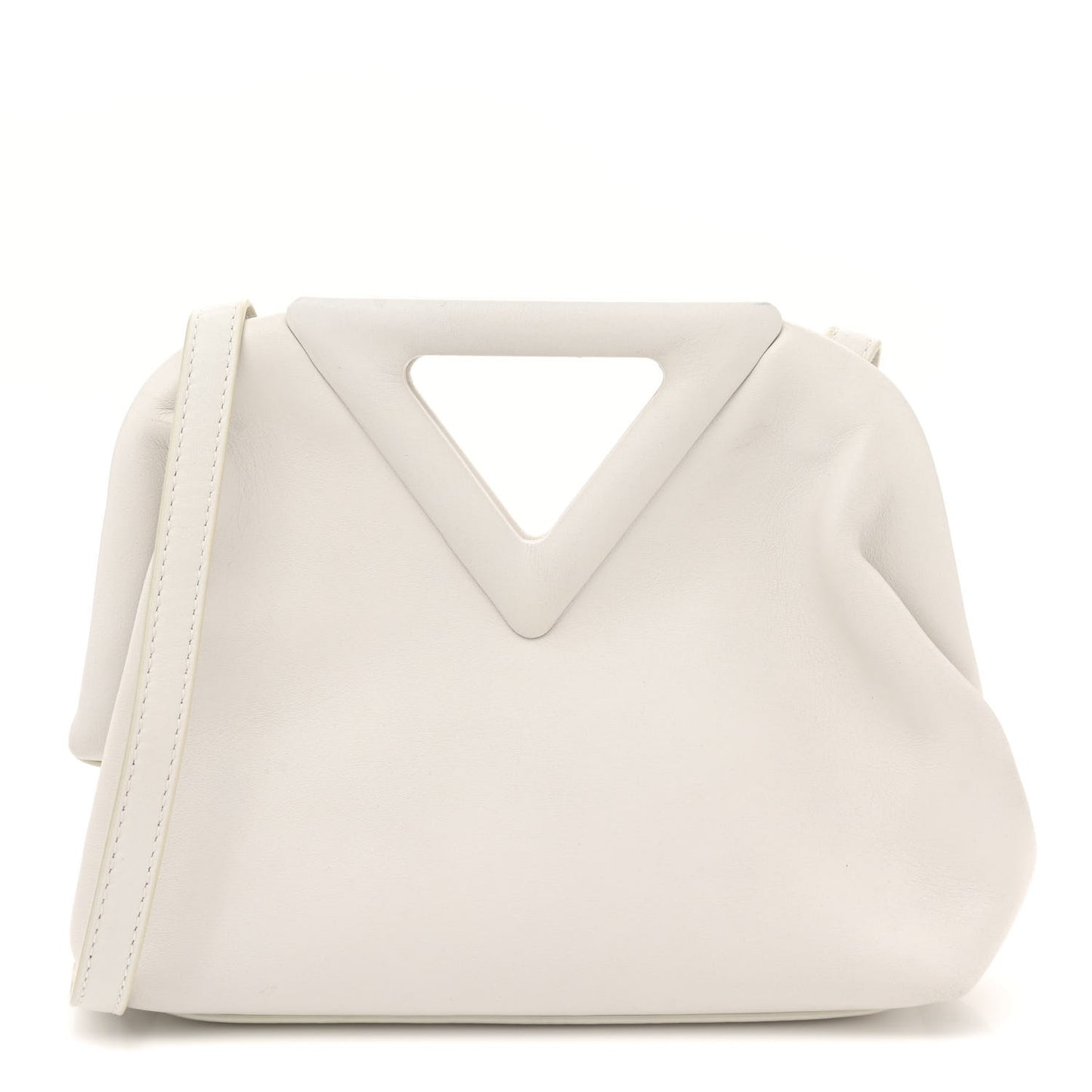Calfskin Small The Point Triangle Bag Chalk