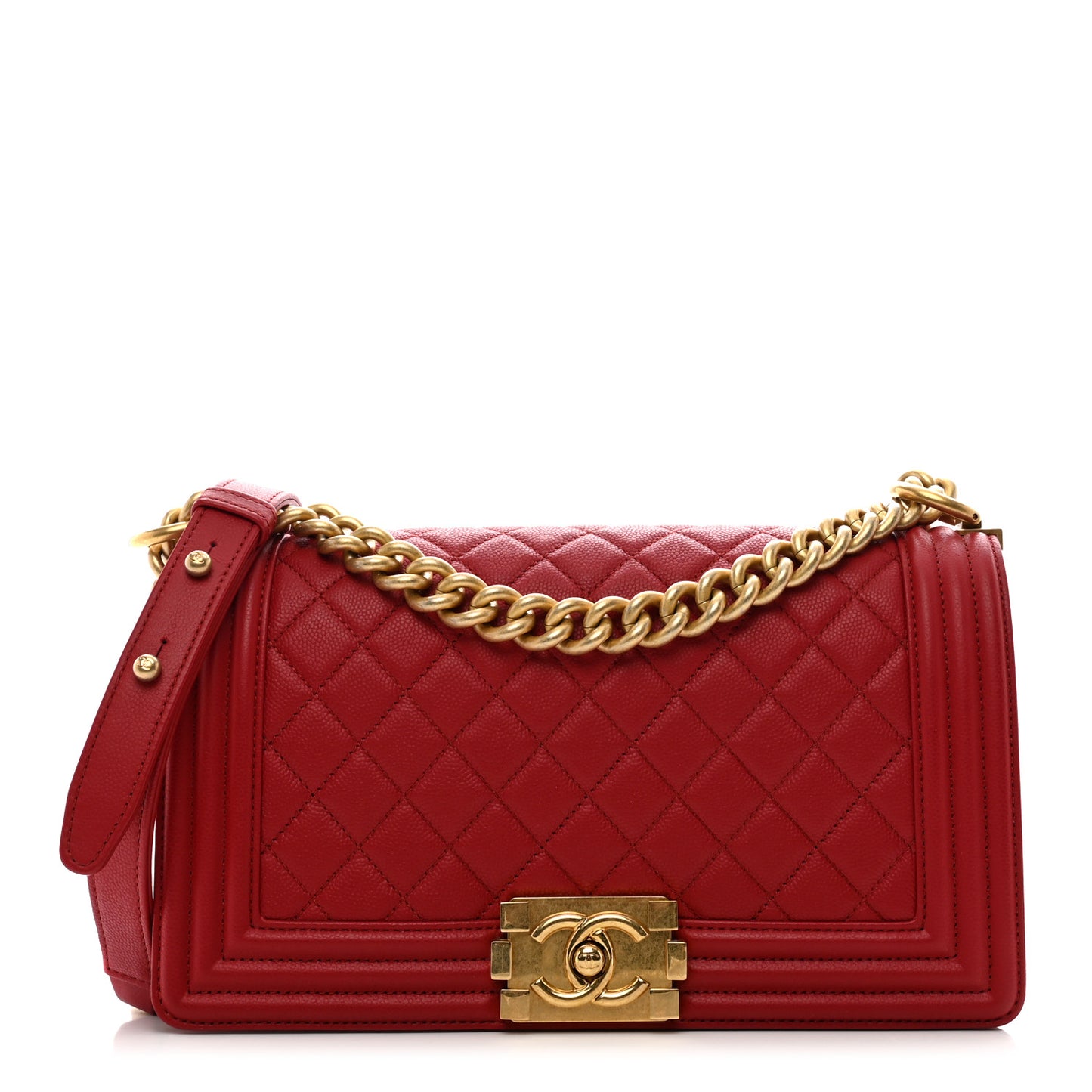 Caviar Quilted Medium Boy Flap Red