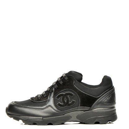 Chanel Suede Calfskin CC Sneakers 37 Black 1 of 6