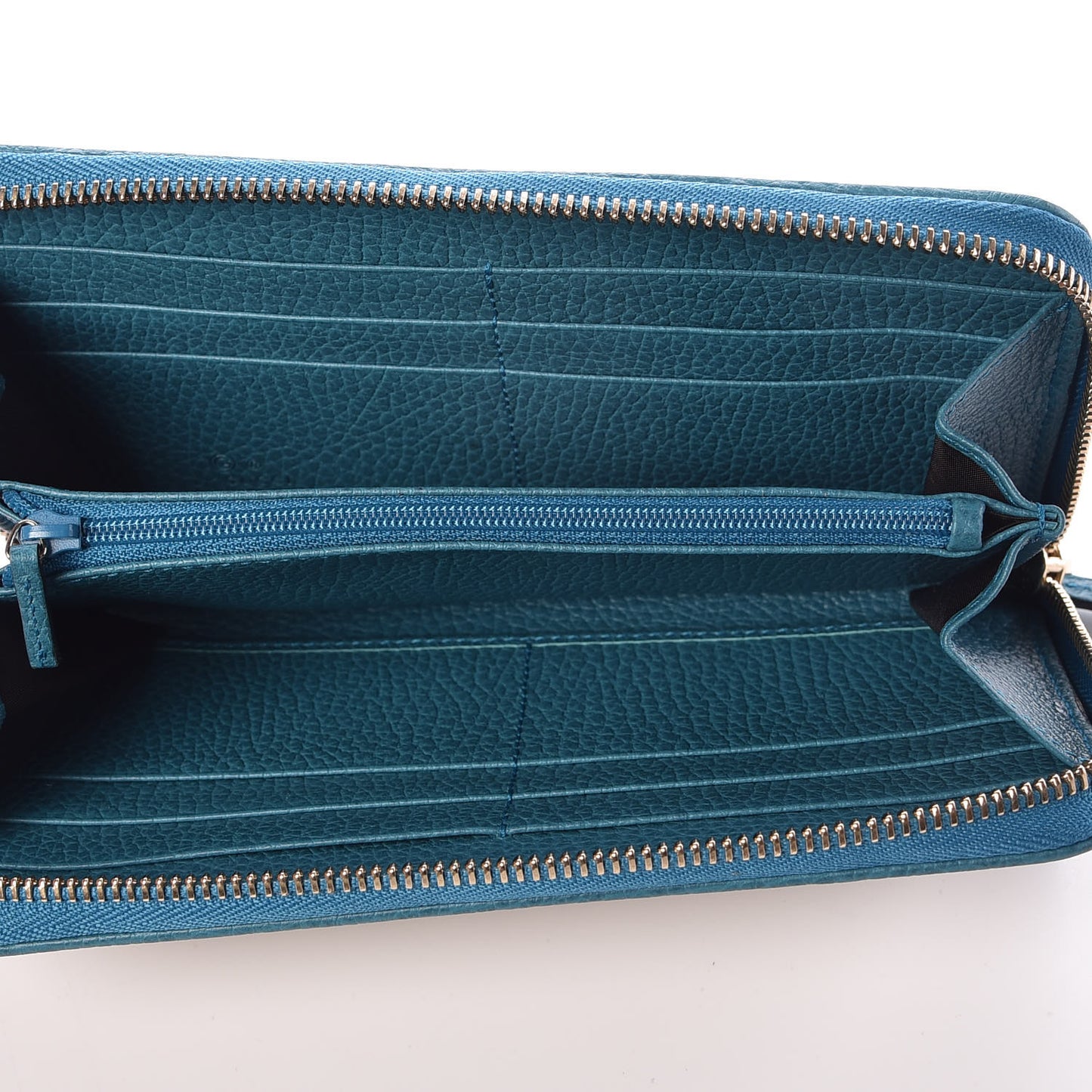 Monogram Dollar Calfskin Zip Around Wallet Beige Ebony Deep Cobalt