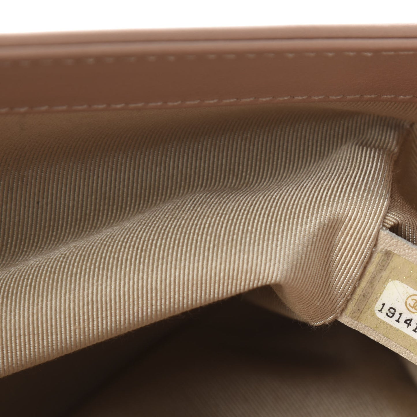 Calfskin Chevron Quilted Medium Boy Flap Beige