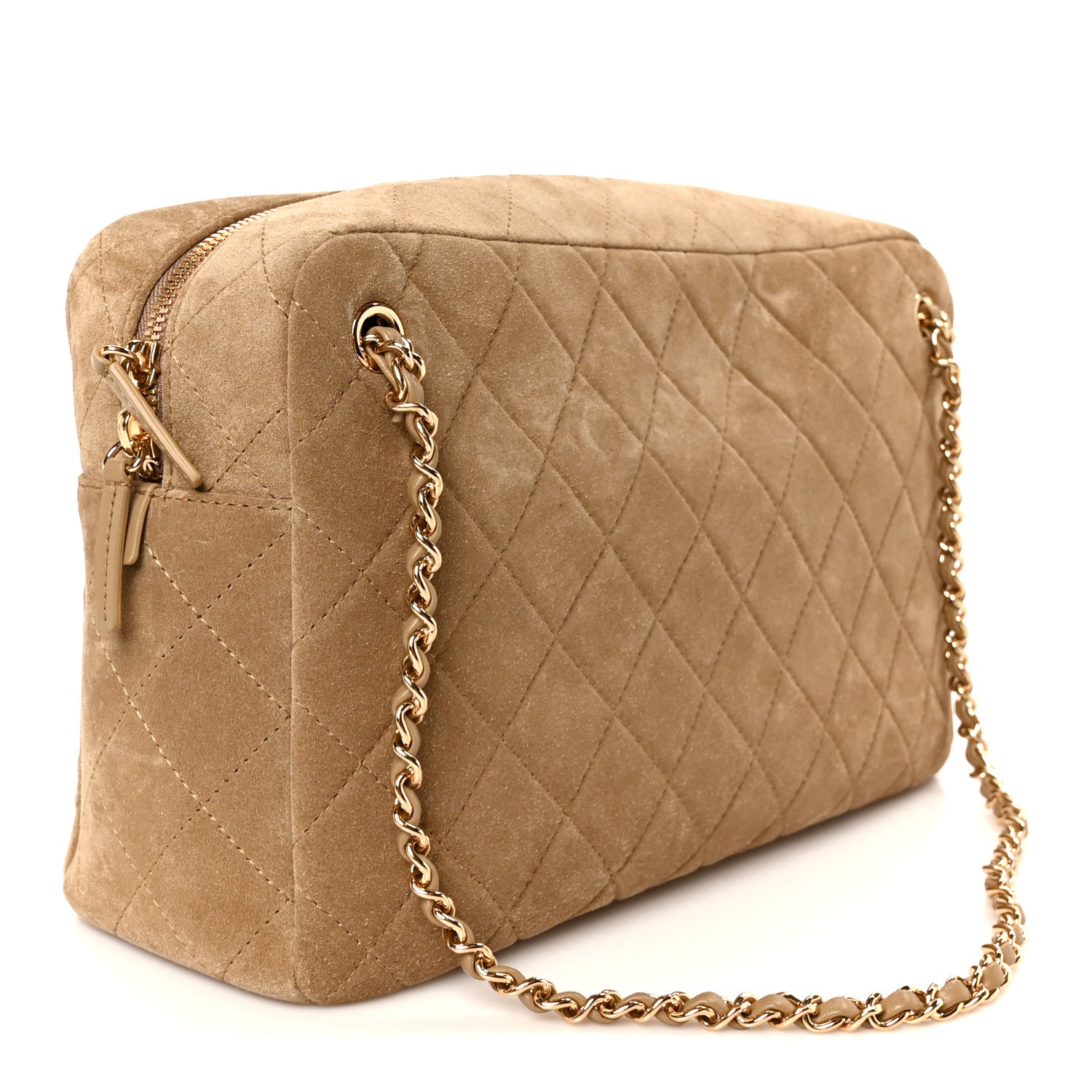 Chanel Suede Quilted Camerissimo Camera Case Dark Beige 3 of 11