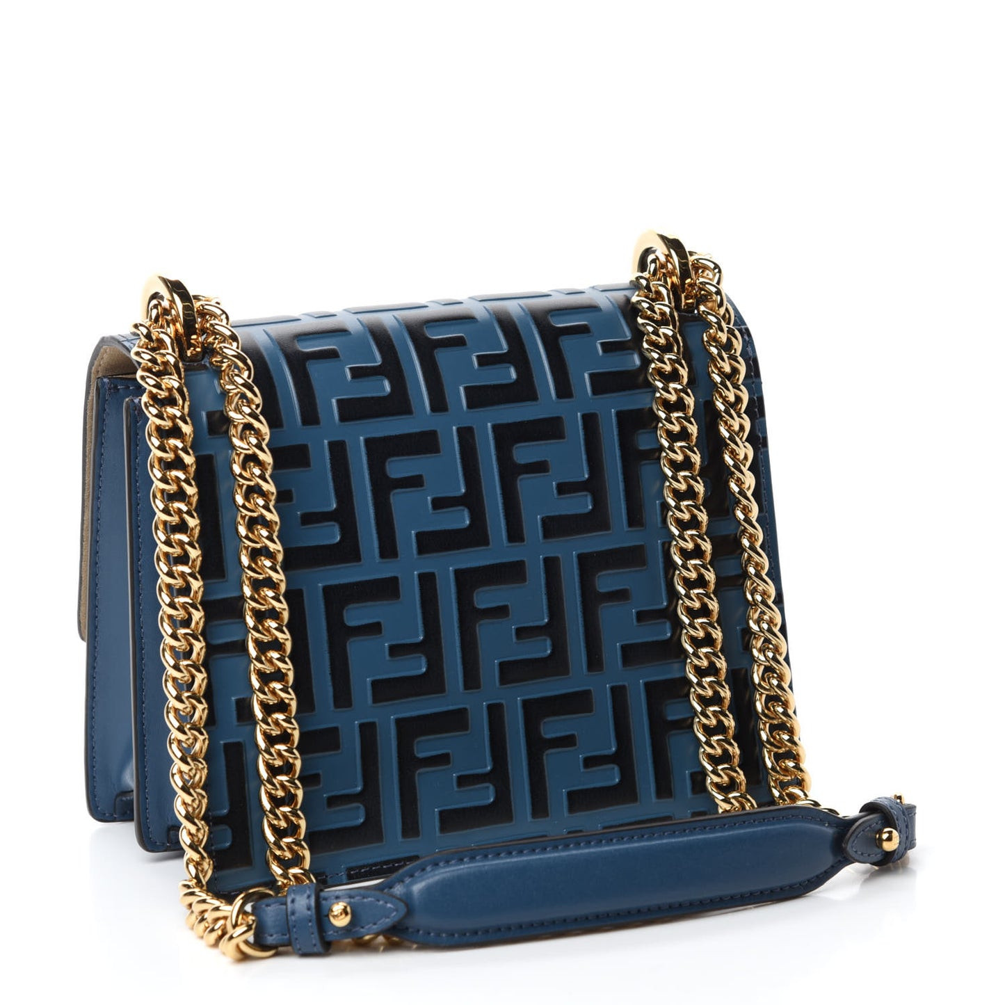 Vitello Liberty Bi-Color FF 1974 Embossed Small Kan U Shoulder Bag Balena Black