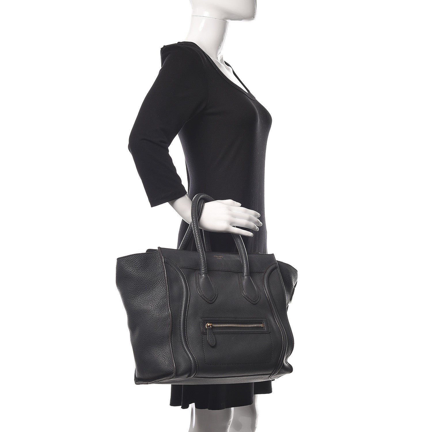 Celine Drummed Calfskin Mini Luggage Anthracite 2 of 18