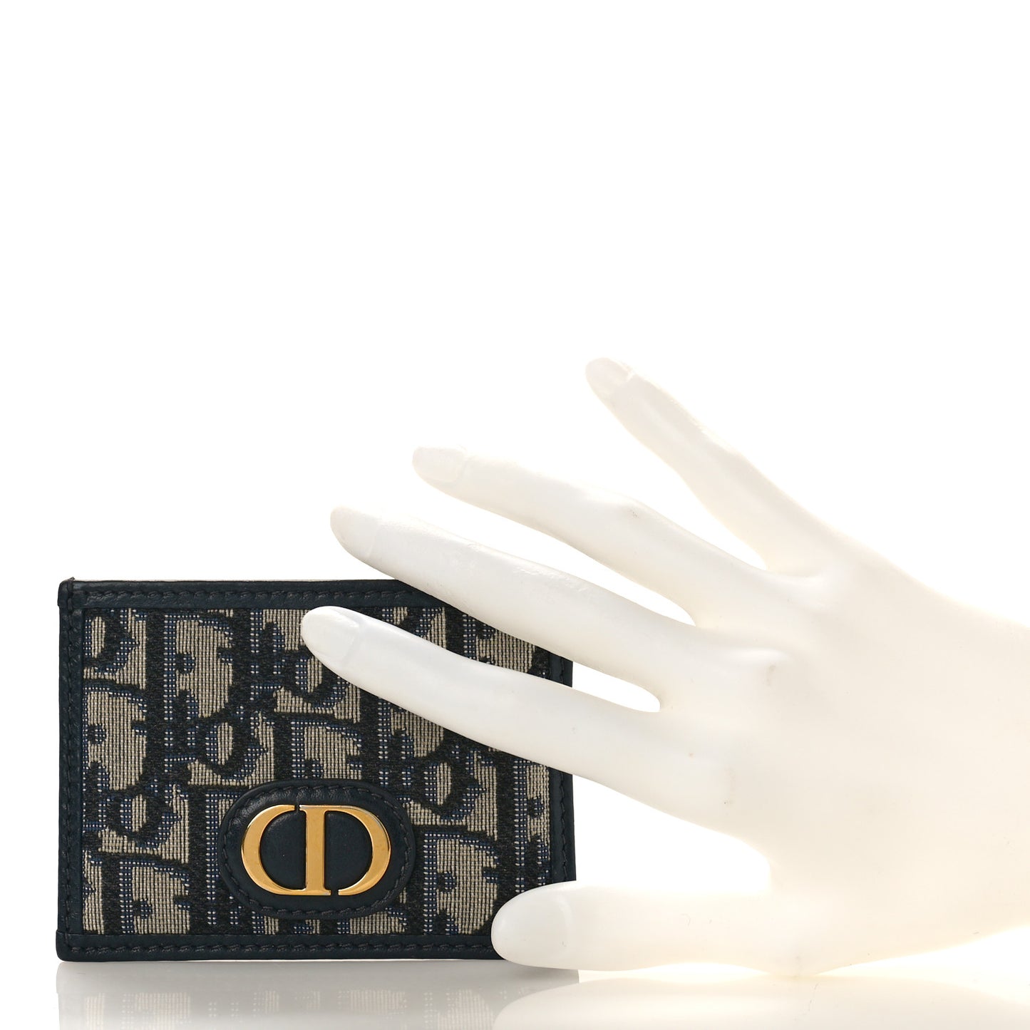 Oblique Calfskin Card Holder Black