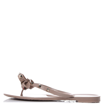 Valentino Garavani PVC Jelly Rockstud Bow Thong Sandals 38 Poudre 1 of 8