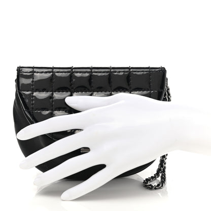 Chanel Patent Lambskin Chocolate Bar Flap Clutch Black 2 of 9