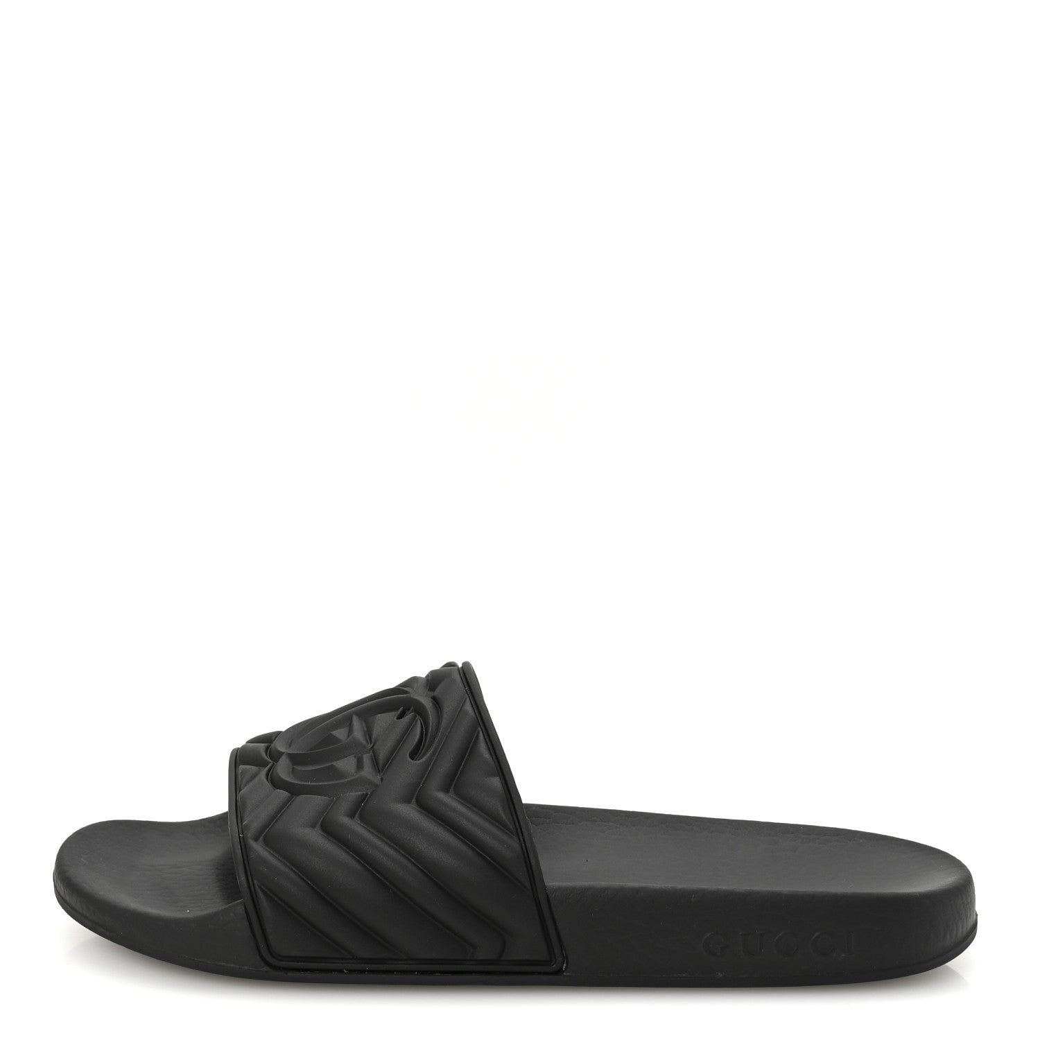 Gucci Rubber Matelasse Womens Slide Sandals 39 Black 1 of 7