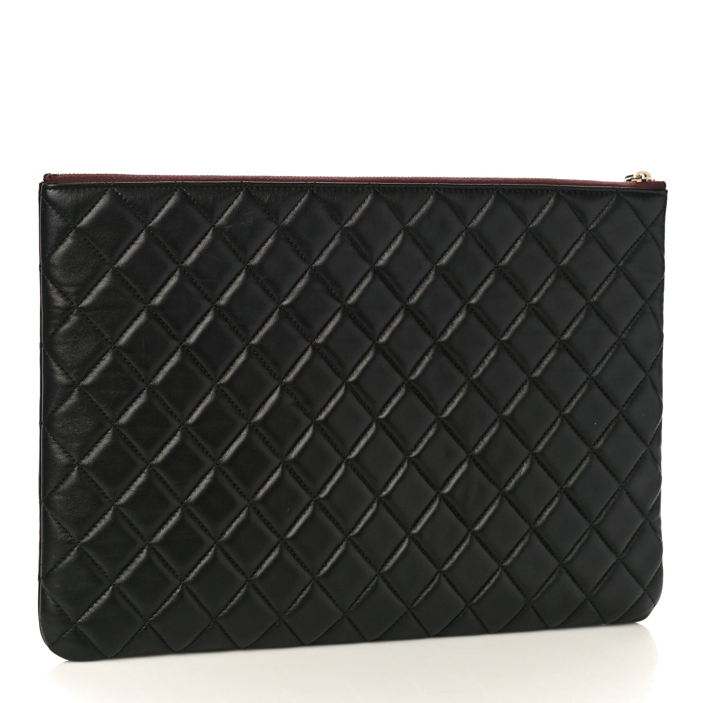 Lambskin Quilted Large Cosmetic Case Black