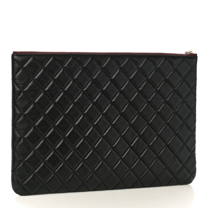 Chanel Lambskin Quilted Large Cosmetic Case Black 3 of 11