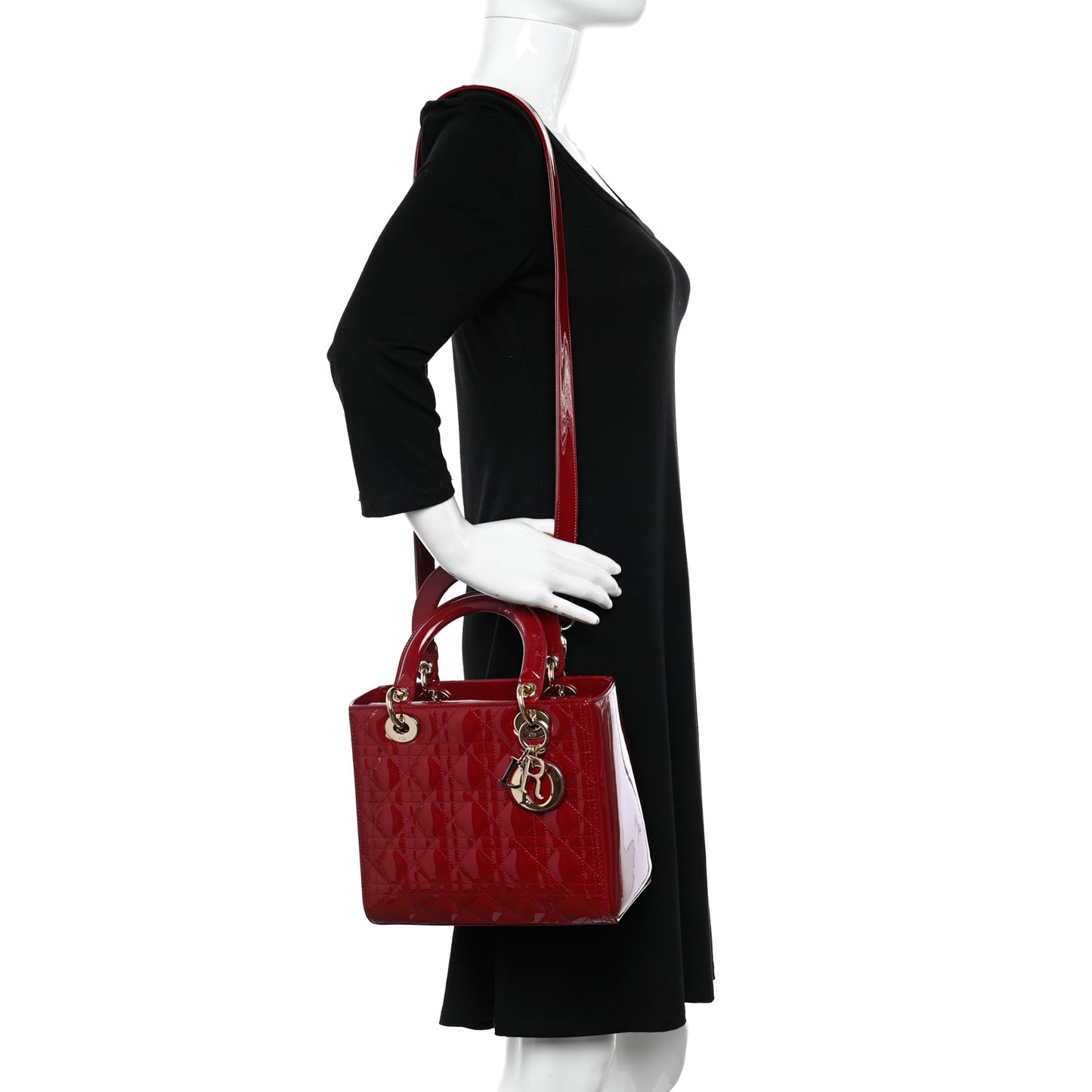 Patent Cannage Medium Lady Dior Red