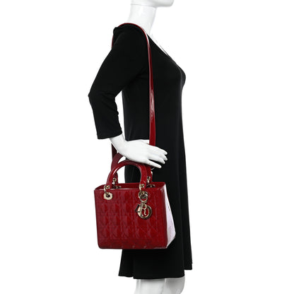 Christian Dior Patent Cannage Medium Lady Dior Red 2 of 10