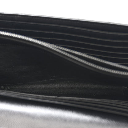 Saint Laurent Grain De Poudre Matelasse Chevron Monogram Monochrome Chain Wallet Black 5 of 13