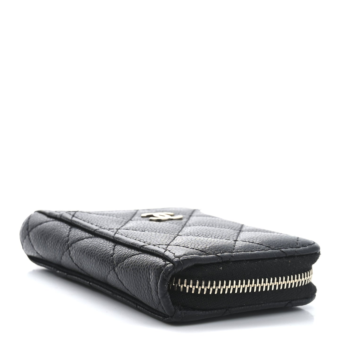 Caviar Quilted Zip Card Holder Black