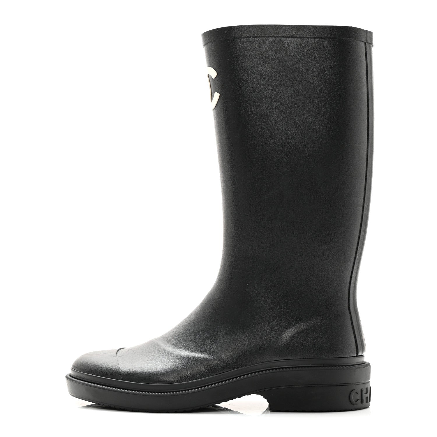 Chanel Caoutchouk CC High Boots 37 Black 1 of 17