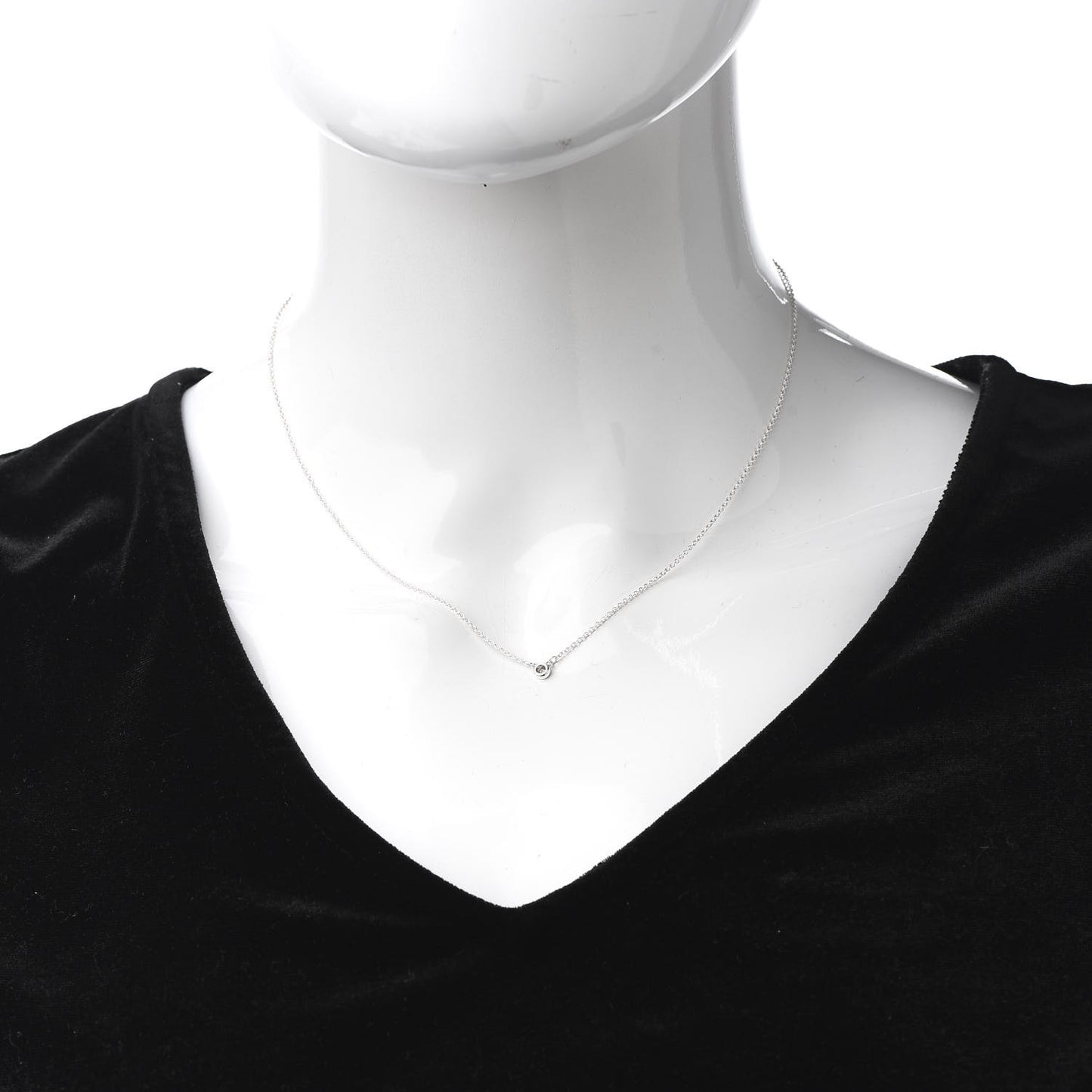 Sterling Silver Diamond .03ct Elsa Peretti Diamonds by the Yard Pendant Necklace