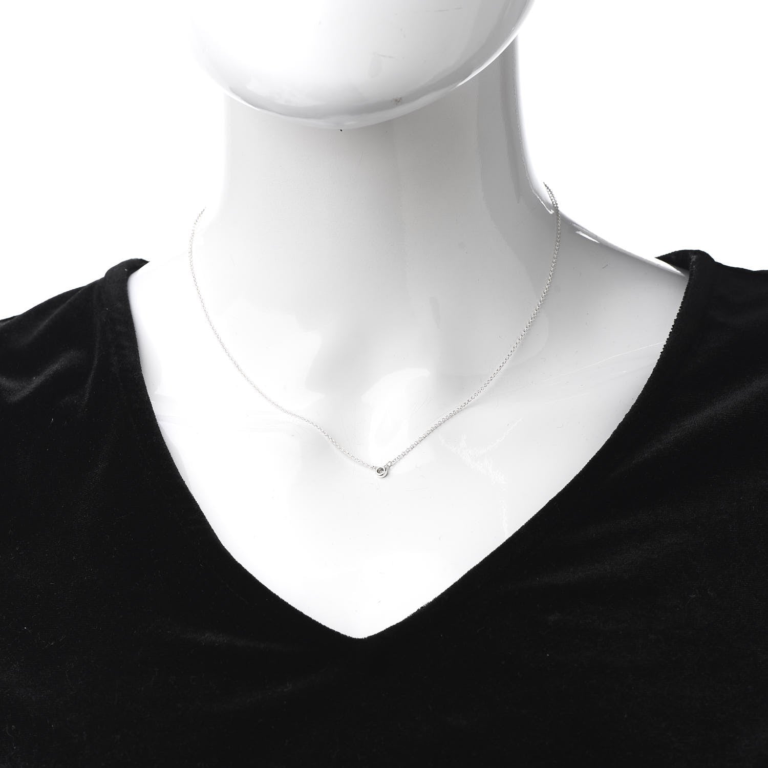 Tiffany Sterling Silver Diamond .03ct Elsa Peretti Diamonds by the Yard Pendant Necklace 2 of 7