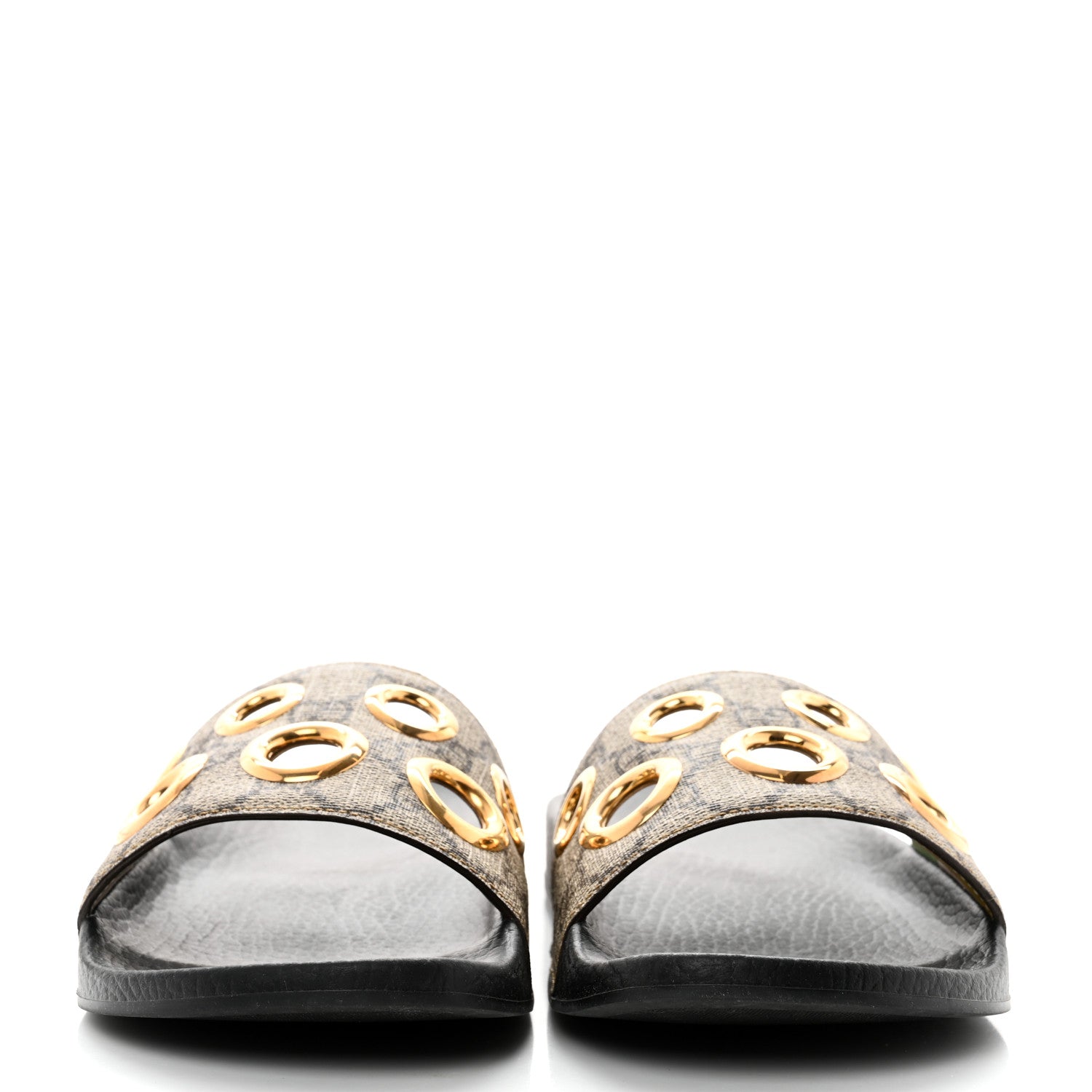 Gucci GG Supreme Monogram Slide Sandals 38 Beige 2 of 9