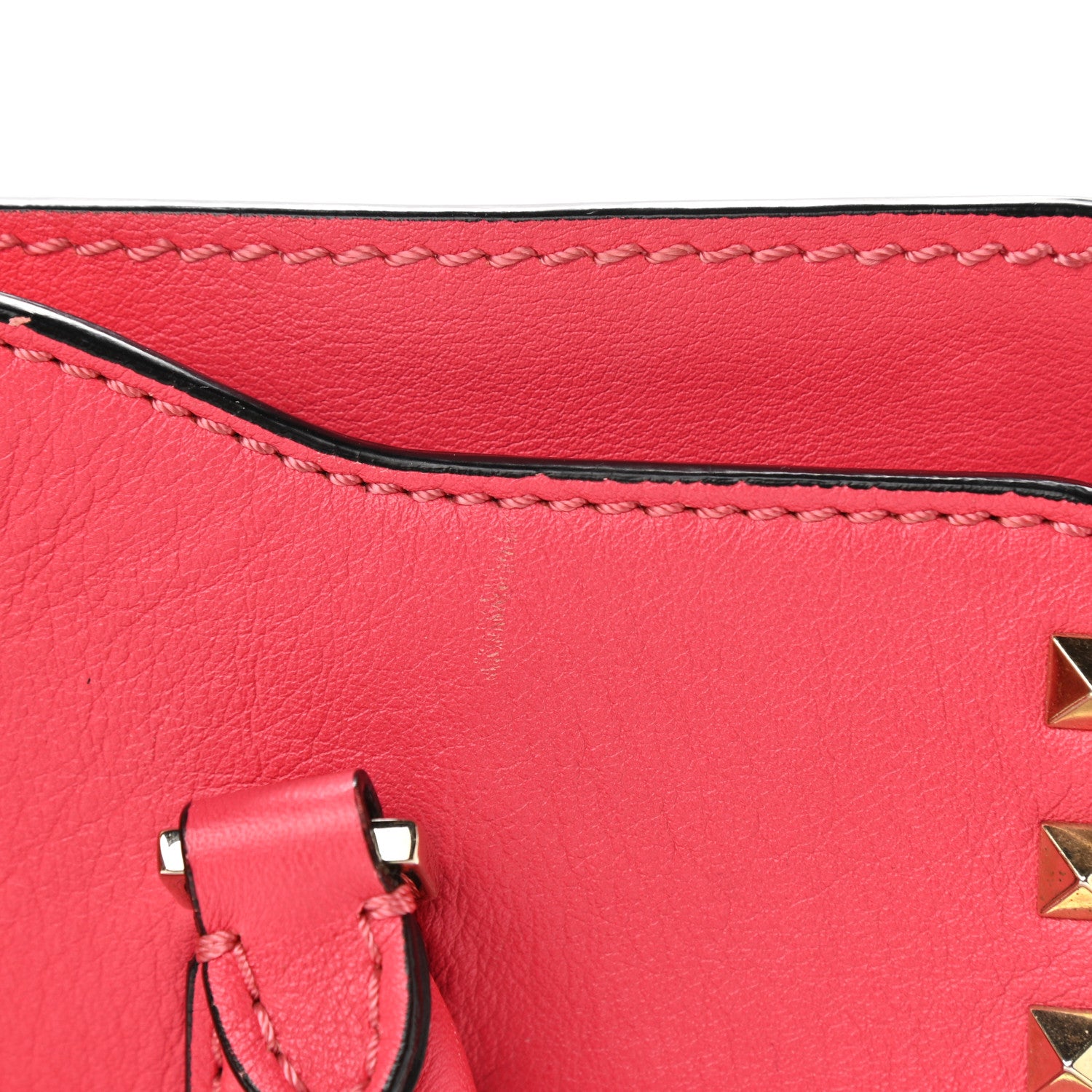 Valentino Garavani Vitello Rockstud Double Handle Tote Deep Rose 6 of 17
