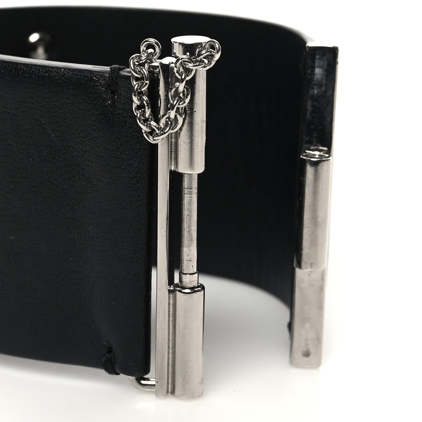 Lambskin Baguette Crystal CC Chain Cuff Bracelet M Black