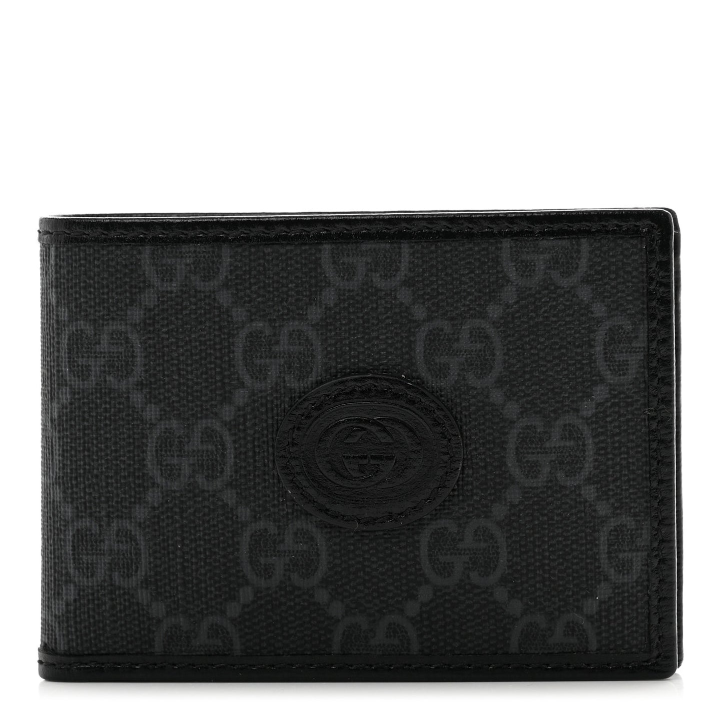 GG Supreme Monogram Azalea Calfskin Retro Interlocking G Bi-Fold Wallet Black