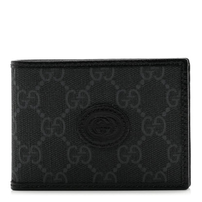Gucci GG Supreme Monogram Azalea Calfskin Retro Interlocking G Bi-Fold Wallet Black 1 of 7