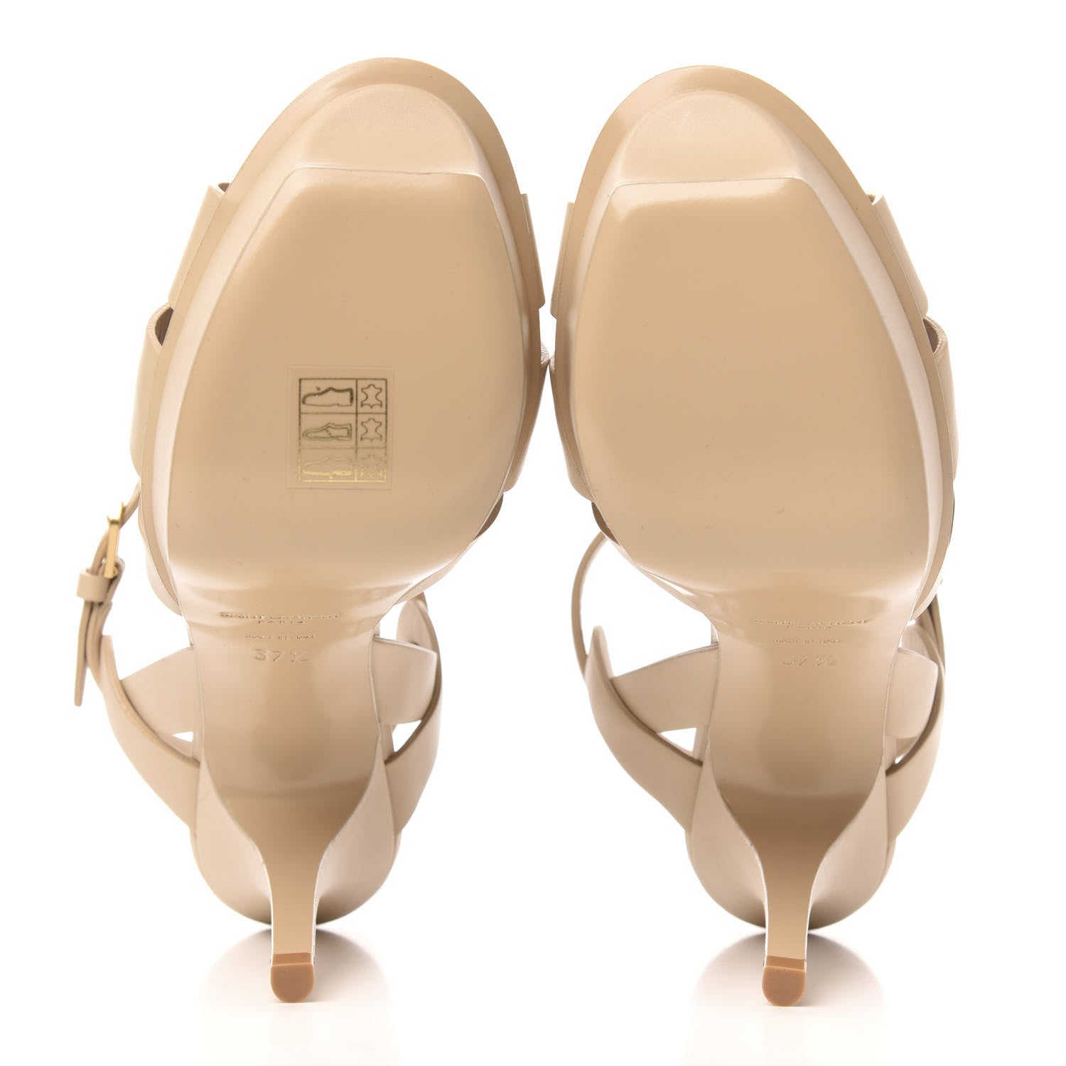 Saint Laurent Calfskin Tribute 75 Platform Sandals 37.5 Nude Powder 5 of 9