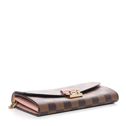Louis Vuitton Damier Ebene Croisette Chain Wallet Rose Ballerine 4 of 8