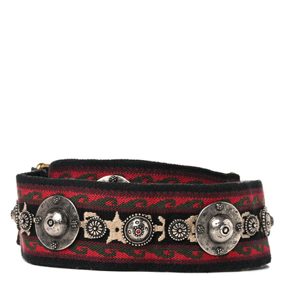 Christian Dior Canvas Embroidered Studded Bohemian Shoulder Strap Red 2 of 7