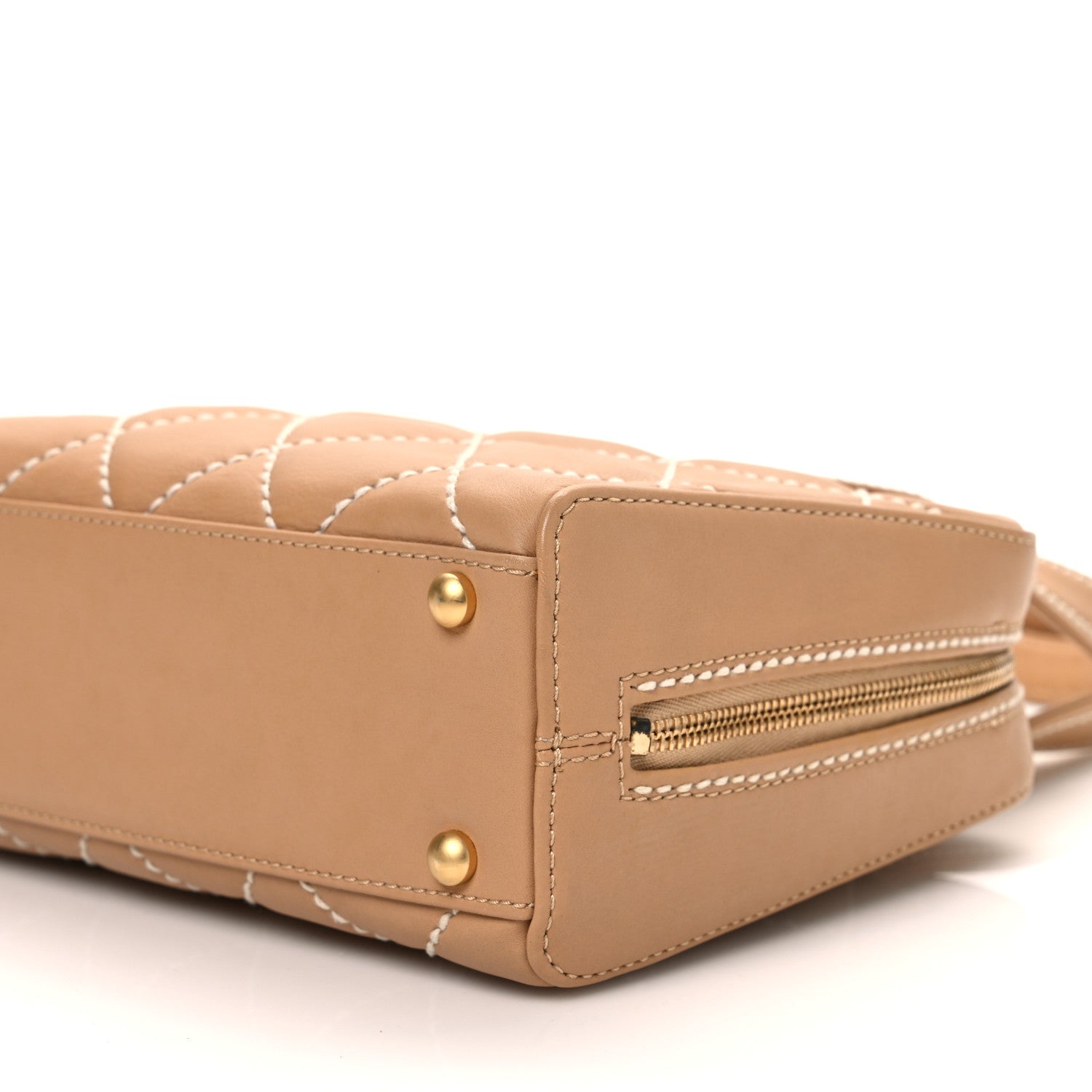 Chanel Calfskin Wild Stitch Small Vertical Top Handle Bag Beige 10 of 11