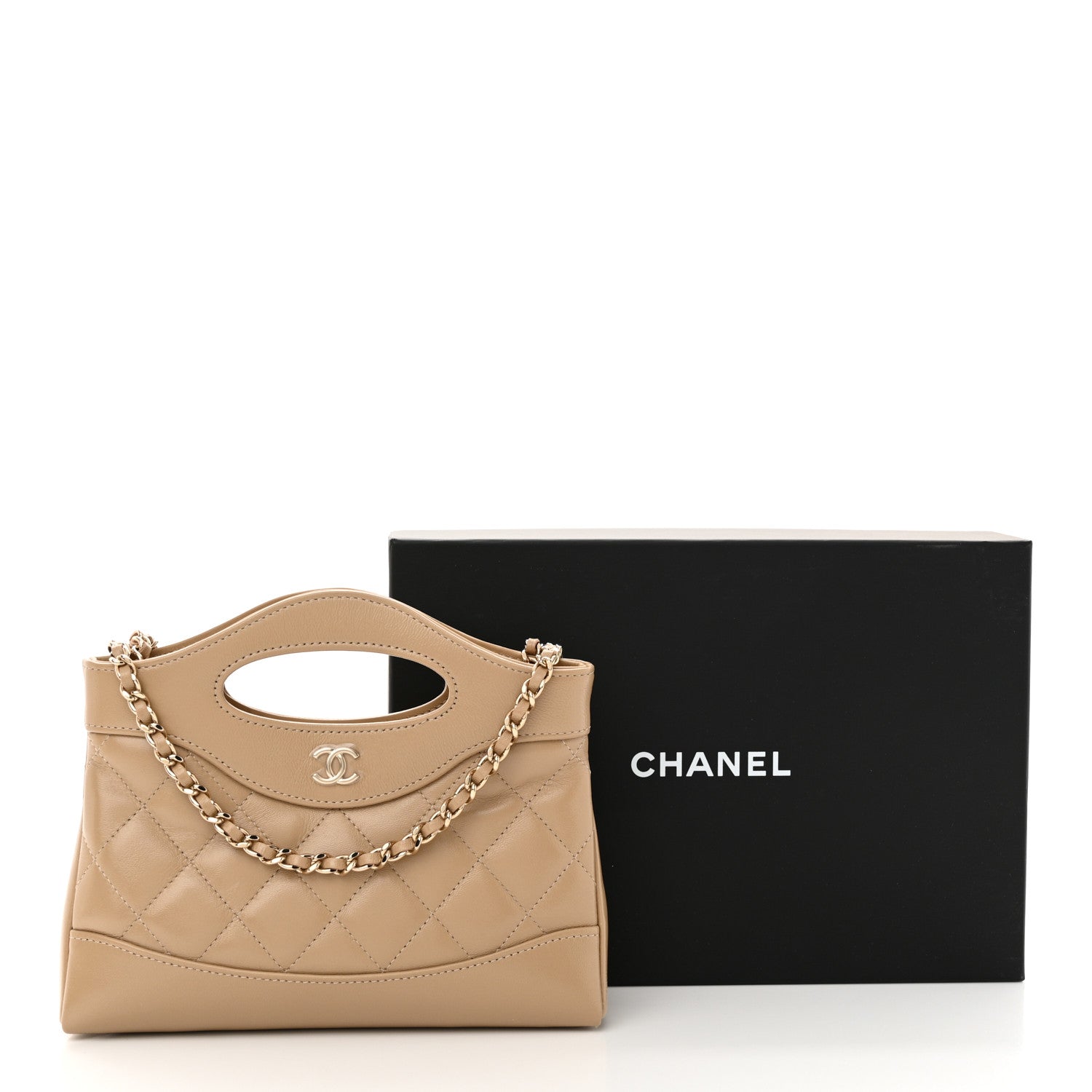 Chanel Shiny Crumpled Calfskin Quilted Nano 31 Shopping Bag Beige 12 of 12