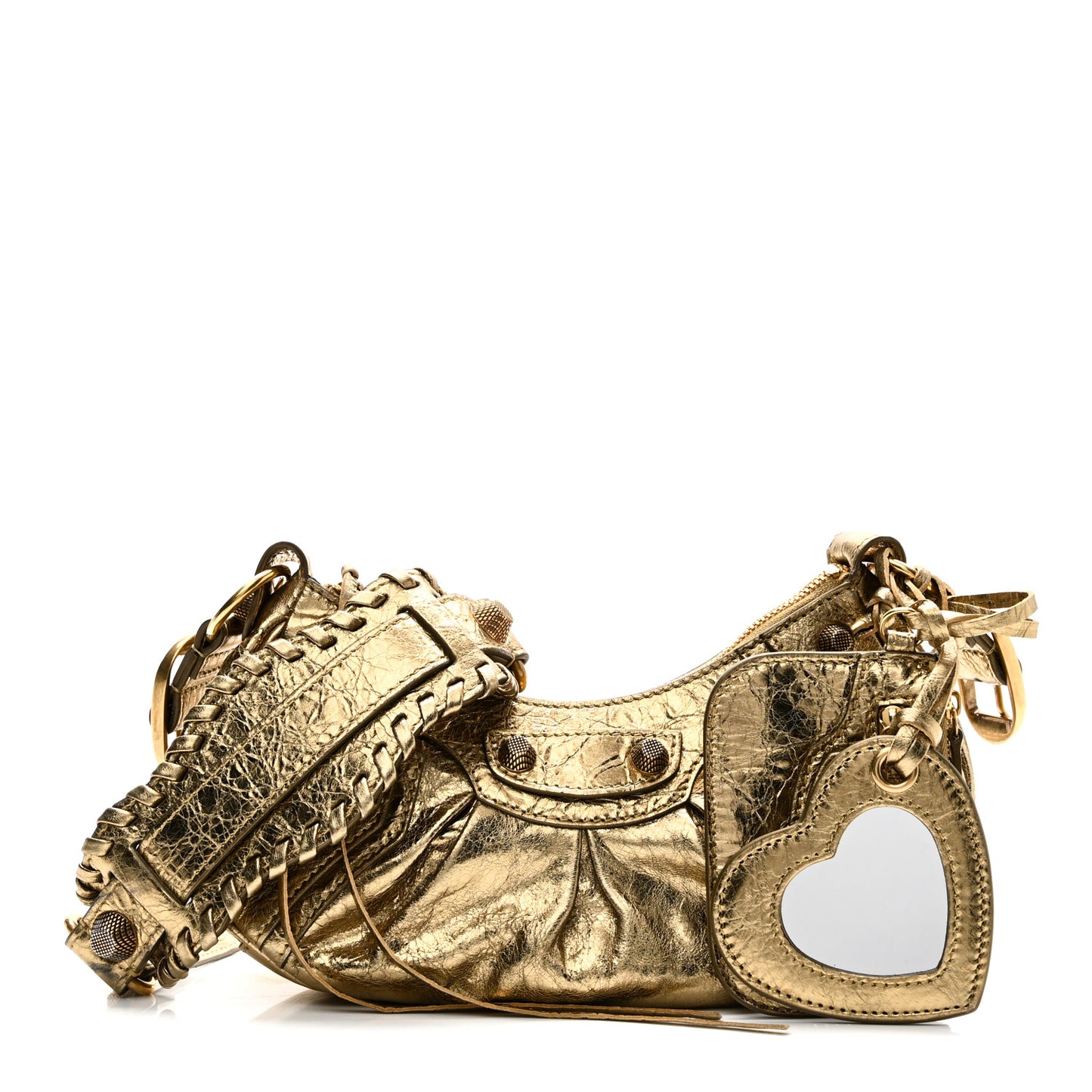 Metallic Agneau Arena Le Cagole Shoulder Bag XS Gold