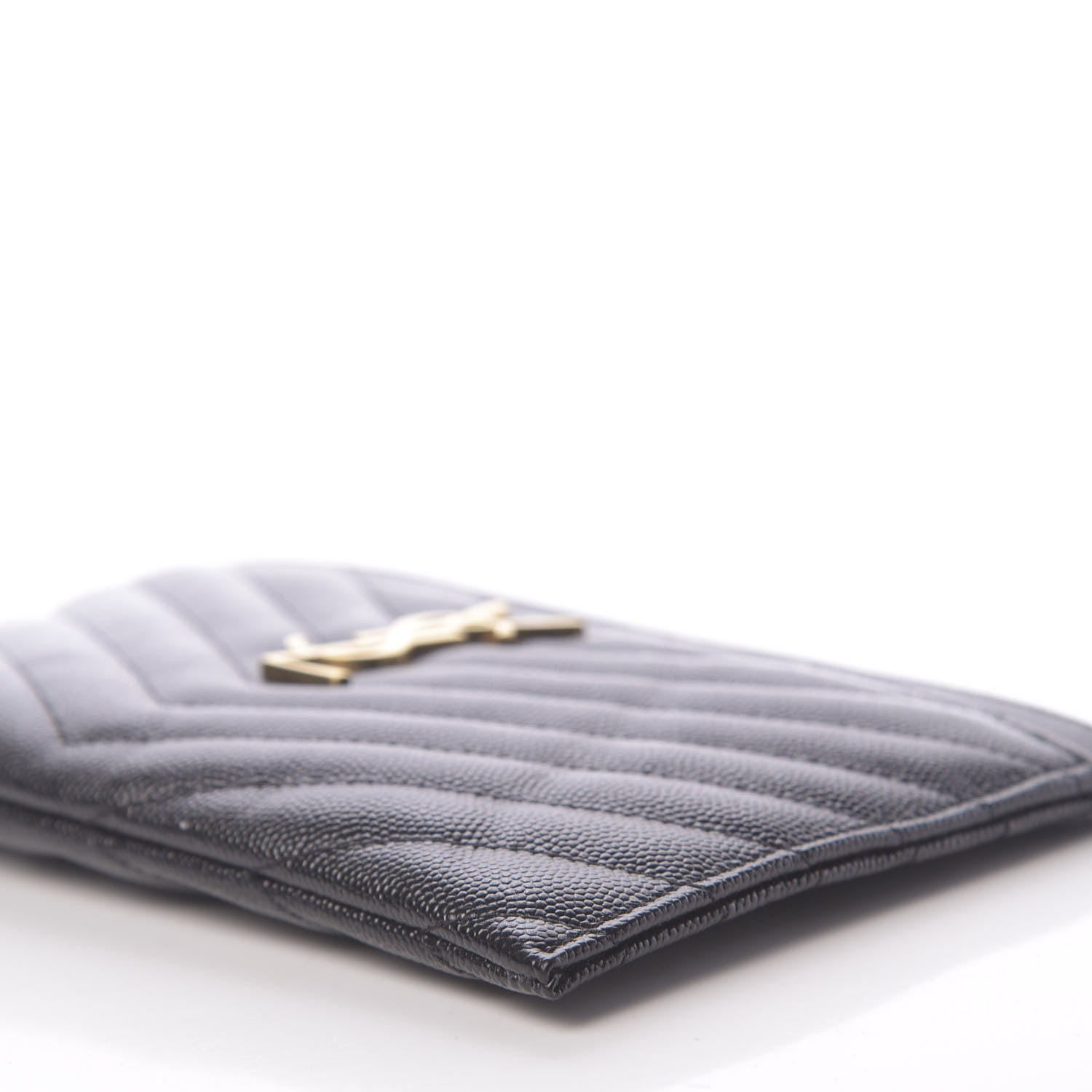 Saint Laurent Grain De Poudre Chevron Monogram Bill Pouch Black 7 of 11