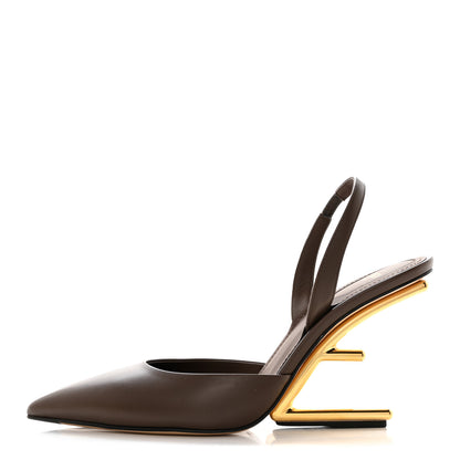 Fendi Vitello Fendi First 95mm Slingback Sandals 38 Coffee 1 of 8