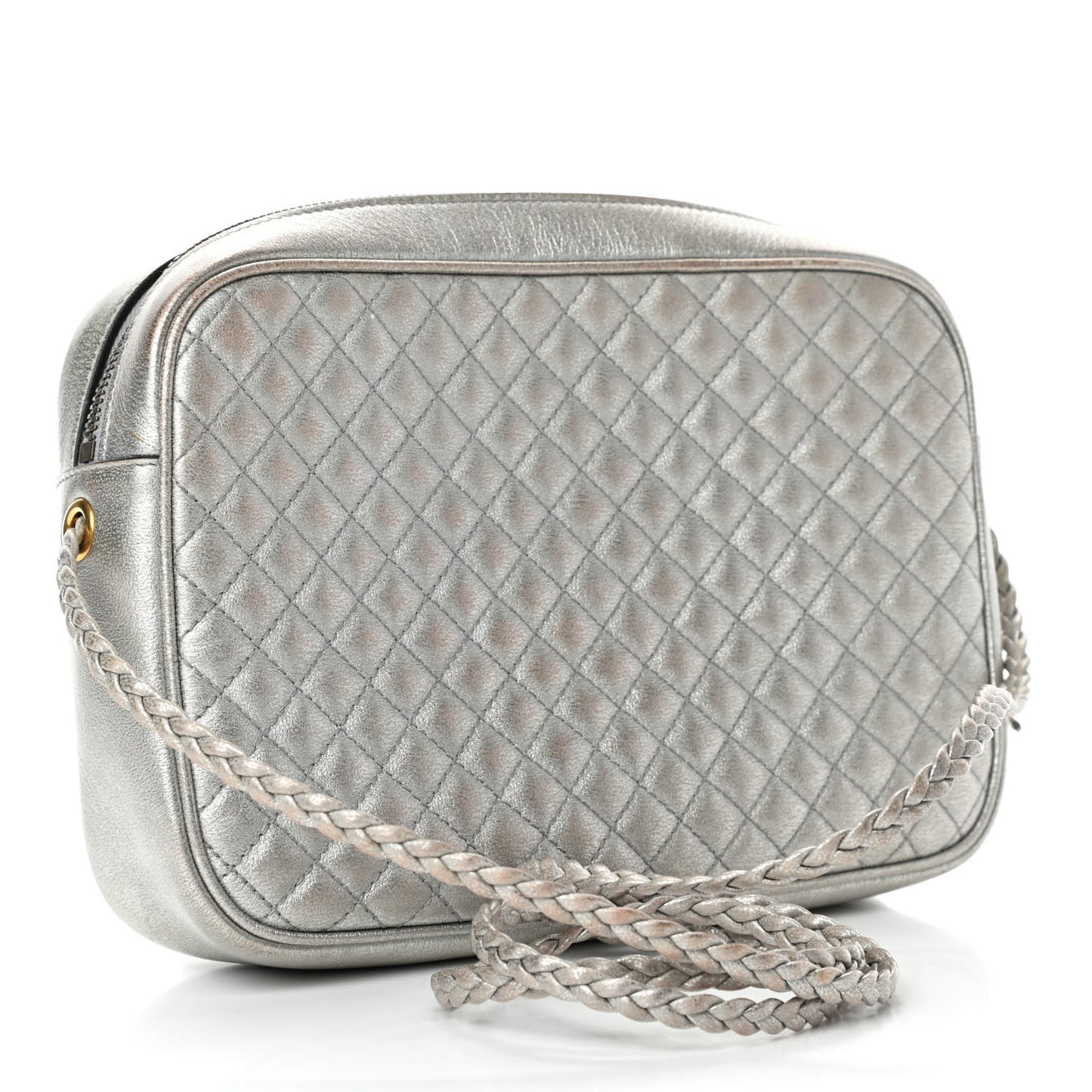 Laminated Nappa Web Trapuntata Small GG Shoulder Bag Argento
