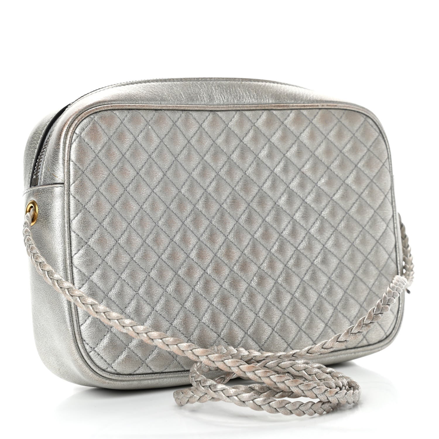 Gucci Laminated Nappa Web Trapuntata Small GG Shoulder Bag Argento 2 of 4