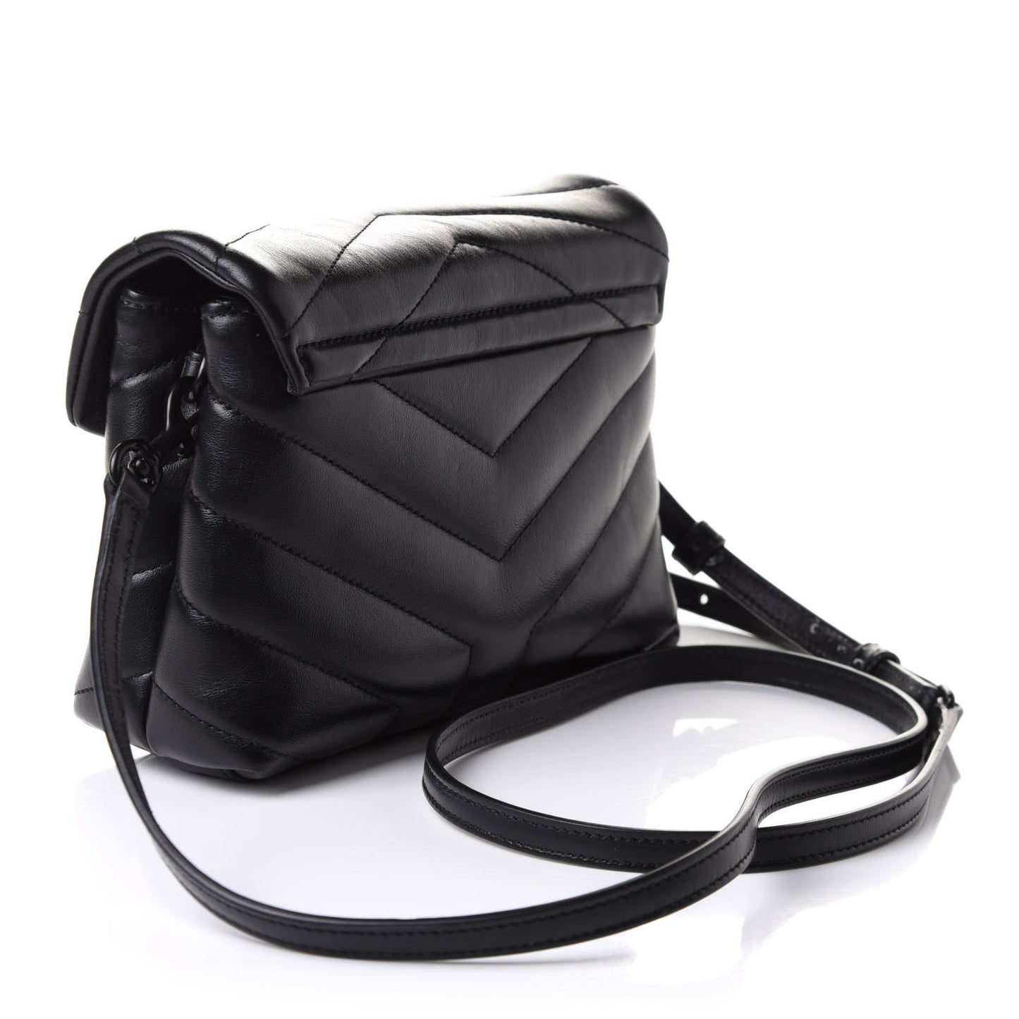 Calfskin Y Quilted Monogram Toy Loulou Crossbody Bag Black