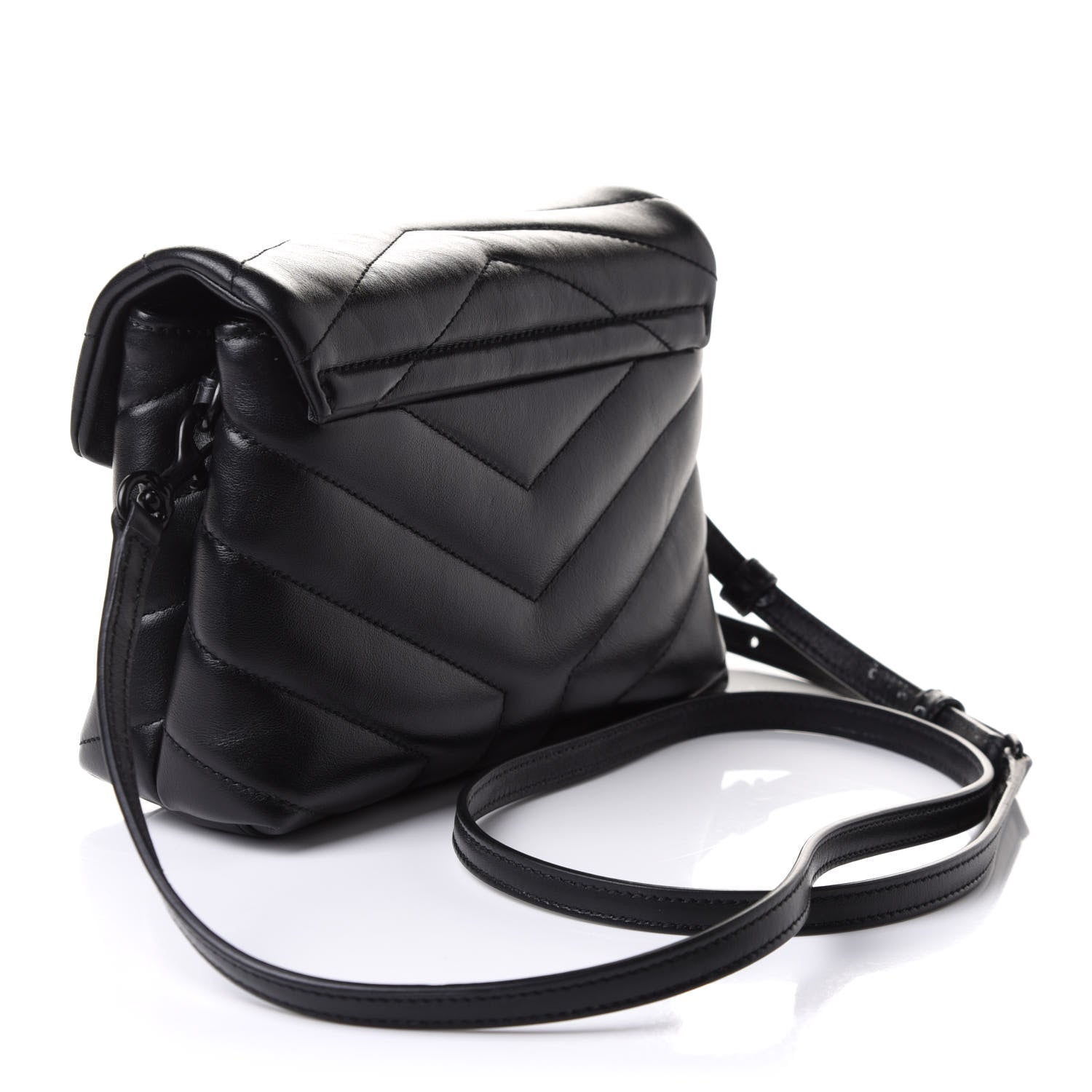 Saint Laurent Calfskin Y Quilted Monogram Toy Loulou Crossbody Bag Black 3 of 12