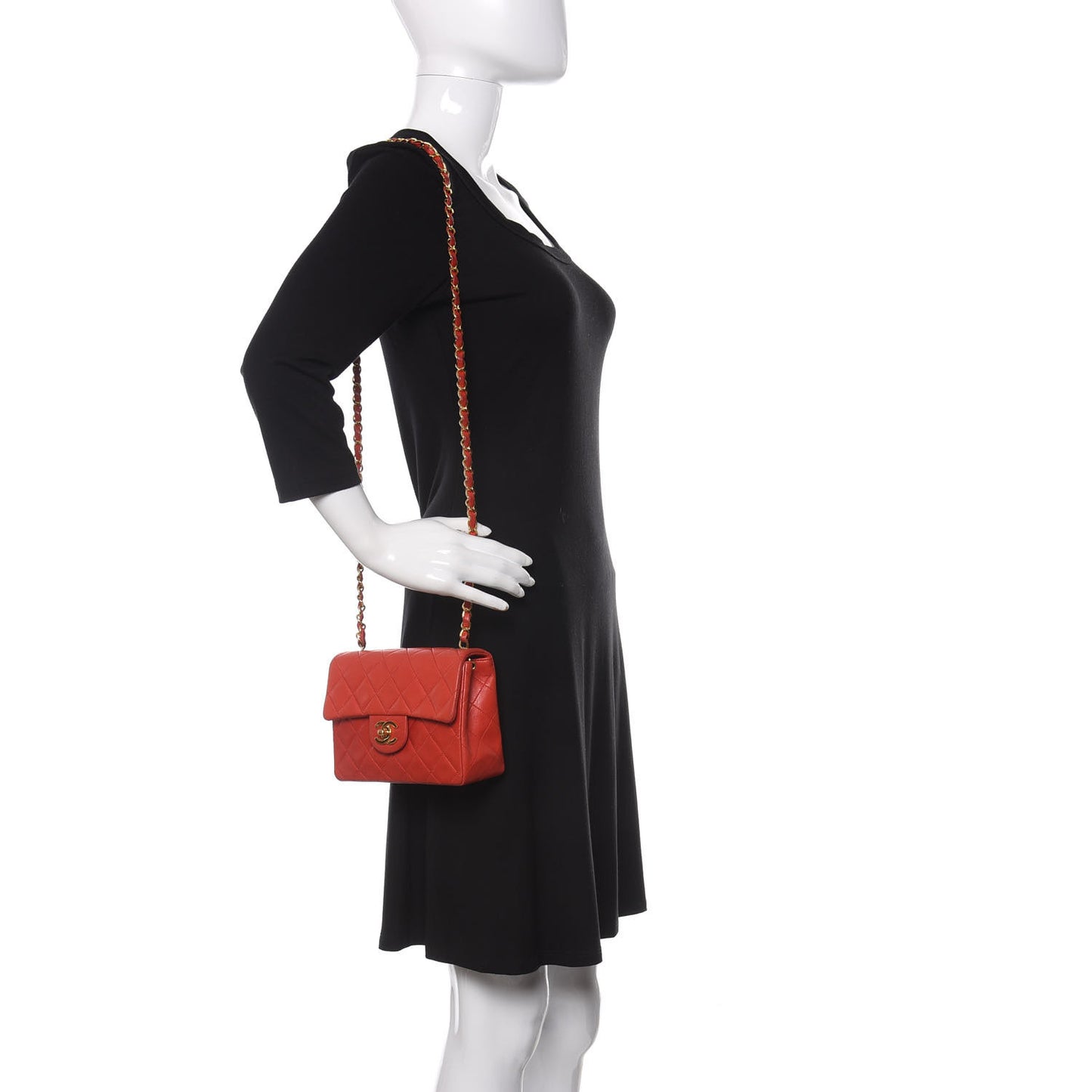 Lambskin Quilted Mini Square Flap Red