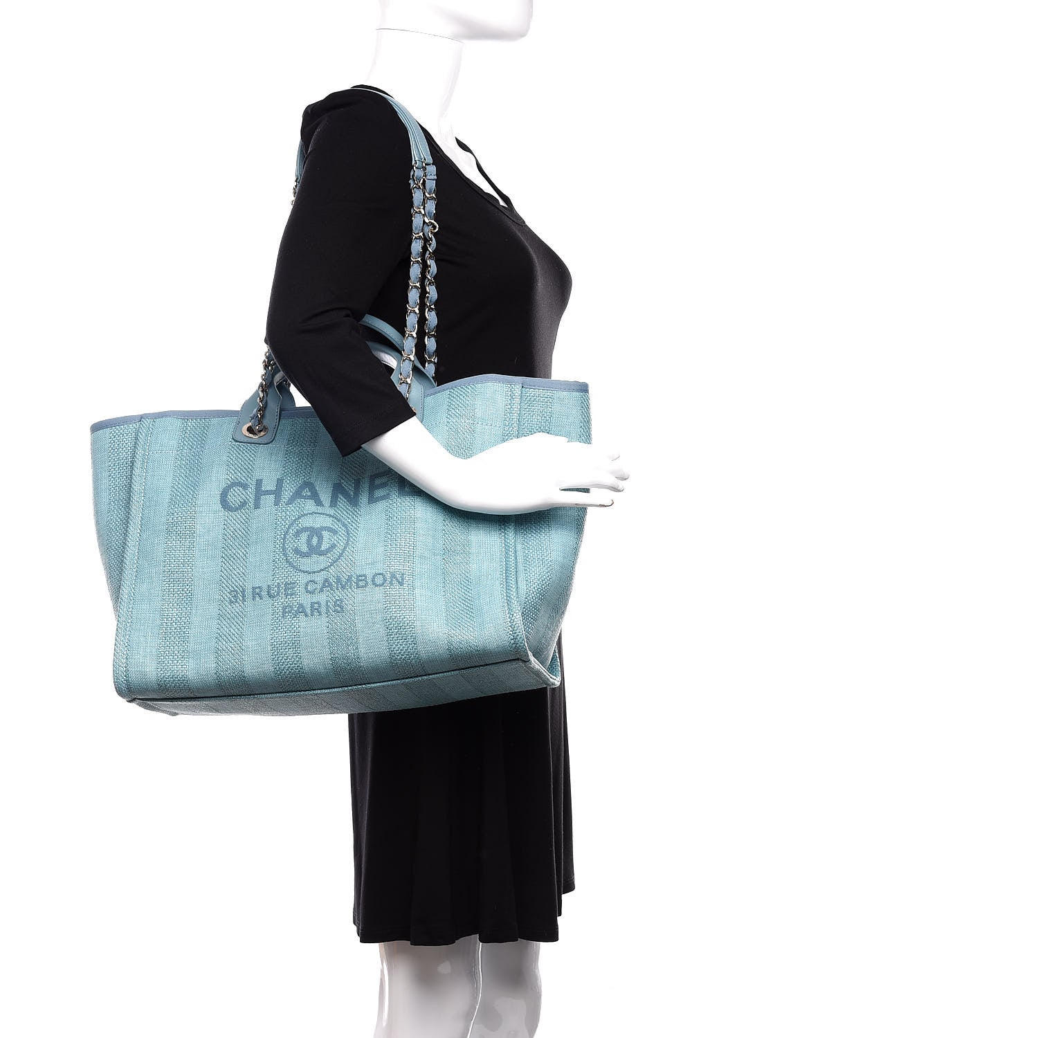 Chanel Mixed Fibers Striped Medium Deauville Tote Blue 2 of 11