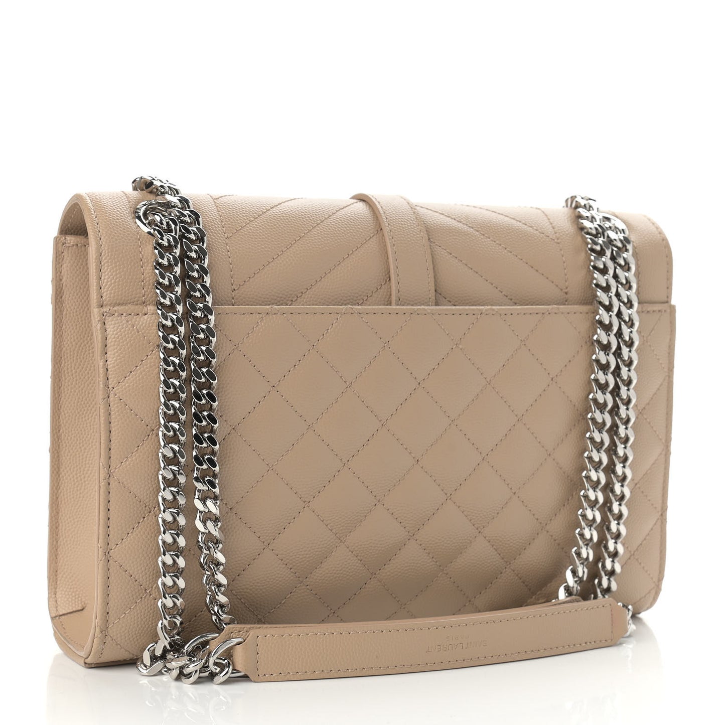 Grain De Poudre Textured Mixed Matelasse Medium Triquilt Monogram Satchel Dark Beige