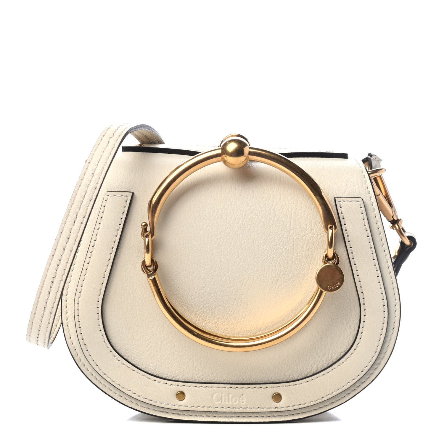 Chloe Calfskin Suede Small Nile Bracelet Bag Off White 1 of 4