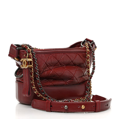 Chanel Aged Calfskin Quilted Small Gabrielle Hobo Burgundy 3 of 9